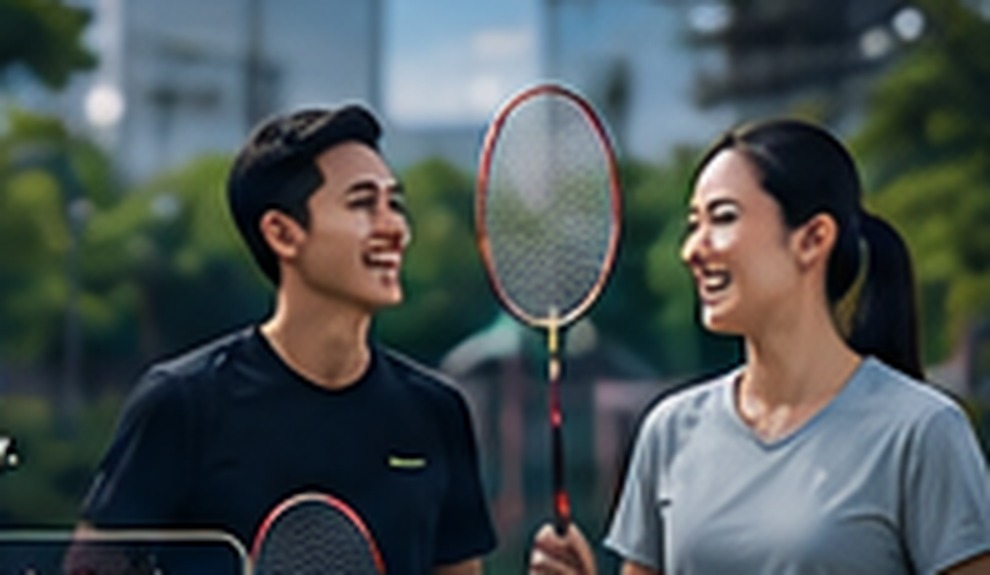 Badminton players enjoying a social session